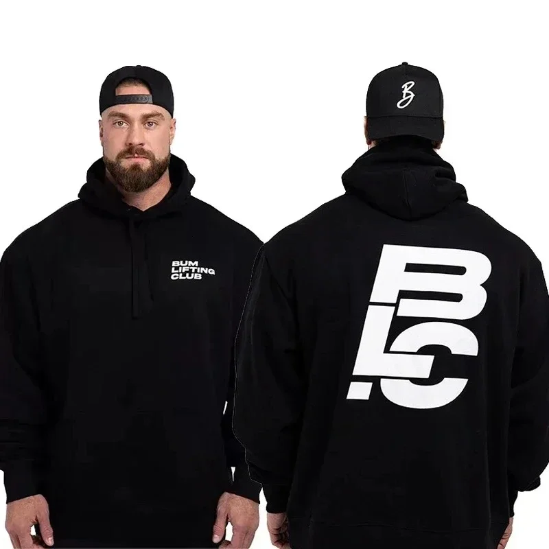 Moletom Masculino de Ginástica com Capuz, Manga Longa, Estampado, Tamanhos Grandes, Roupa Esportiva de Inverno, Blusa de Treino