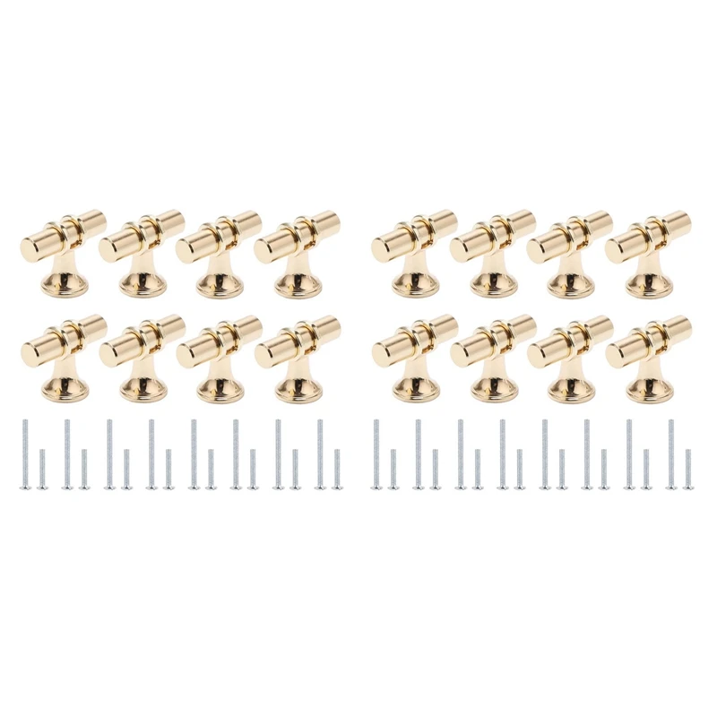 

16 Packs Champagne Gold Cabinet Knobs Drawer Knobs Euro T Bar Cabinet Handles Modern Knobs For Cabinets And Drawers