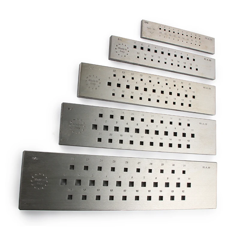 OMO 5/F 2mm to 5mm 31 Holes Jewelry Square Steel Wire Draw Plates Gold Silver Square Wire Forming Drawing Plates