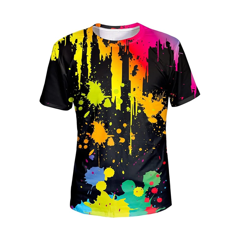 

Color Explosion: 3D Printed Short Sleeve T-shirt for Men and Women, Round Neck, Fashionable and Personalized Trendy Brand Top