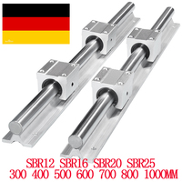 2PCS SBR12 SBR16 SBR20 SBR25 20mm Linear Guide Rail 300 400 500 600 800 1000mm Linear Rail + SBR16UU SBR20UU SBR25UU Beare Block