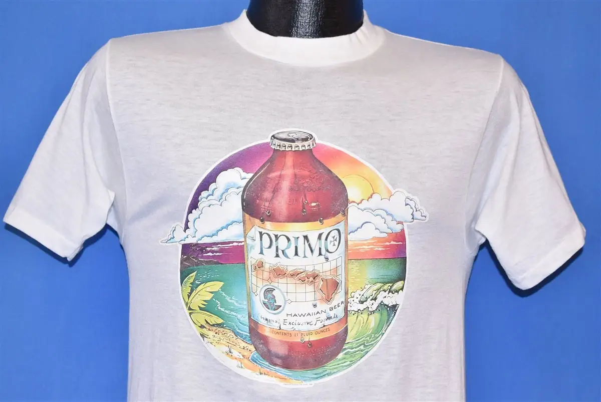 

70s Primo Beer Hawaiian Beach Sunset Iron on Promo T Shirt Small