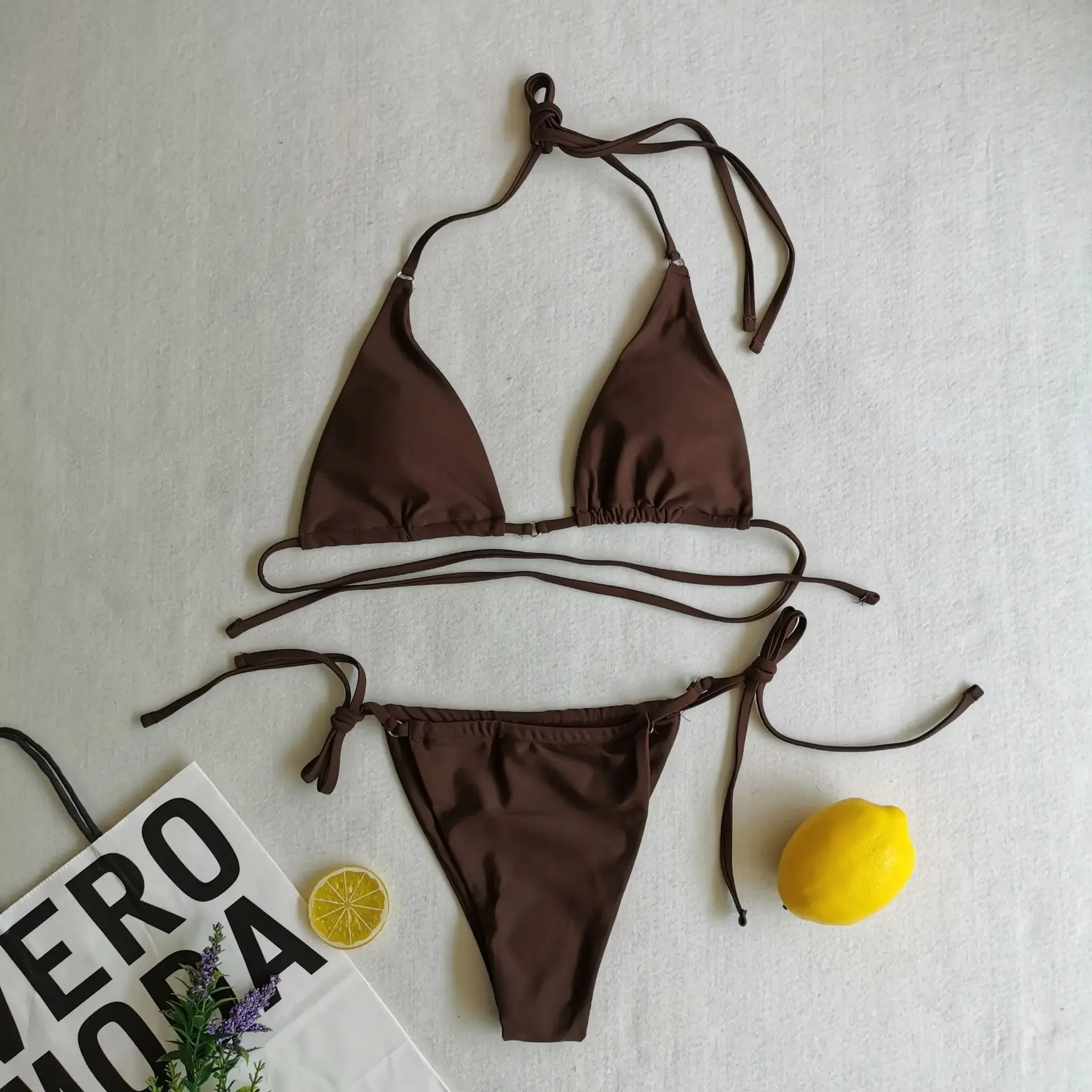 Sexy String Triangle Micro Bikinis 2024 New Thong Swimsuit Women Swimwear Two Pieces Set Bandage Bathing Suit Biquinis Mujer