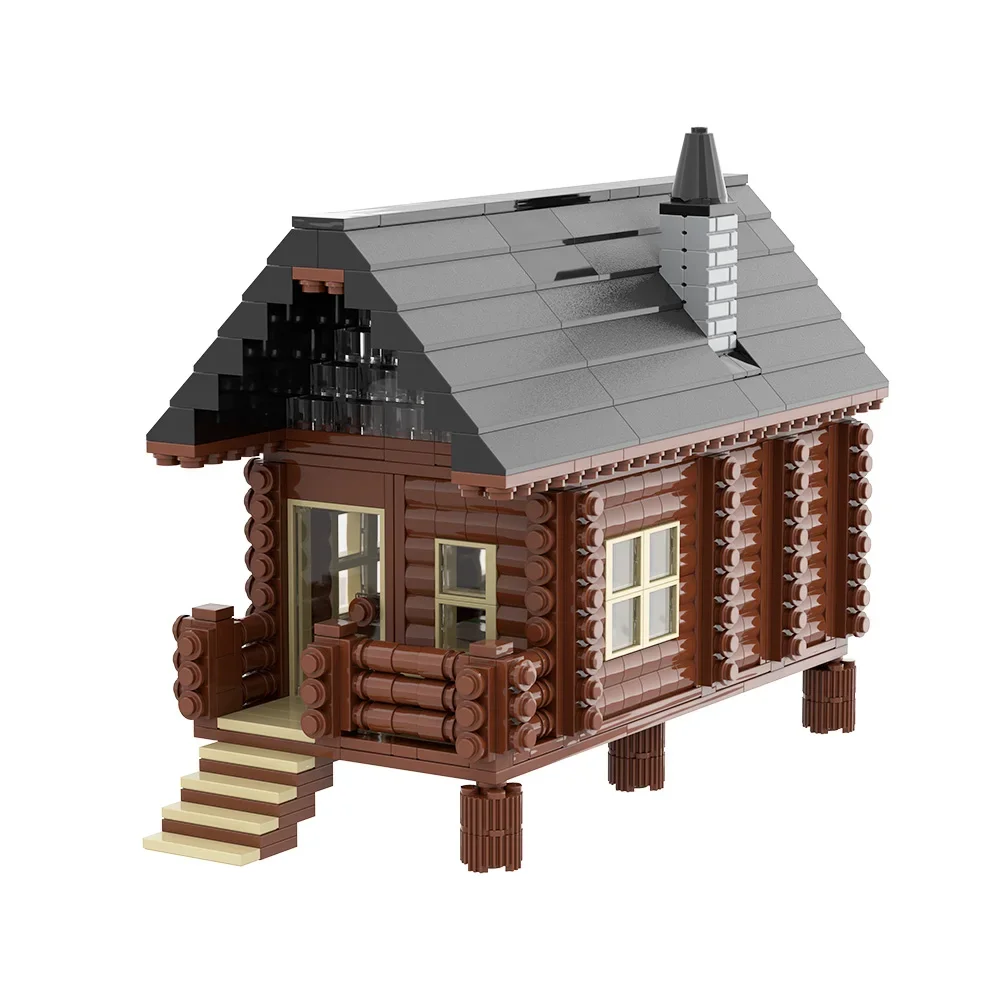 MOC – blocs de construction de cabine de maison en bois, modèle d'architecture forestière, cabines dans les bois, briques, jouet assemblé à monter soi-même, cadeau pour enfants