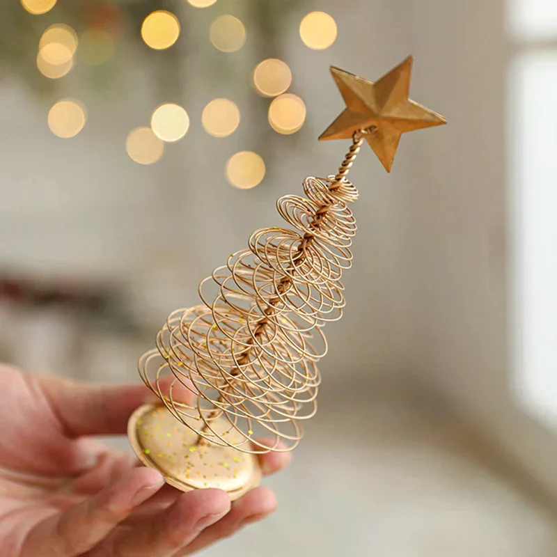 철제 황금 크리스마스 트리 장식 축제 테이블 장식품 휴일 홈 데코 크리스마스 트리 피규어 크리스마스 파티 장식