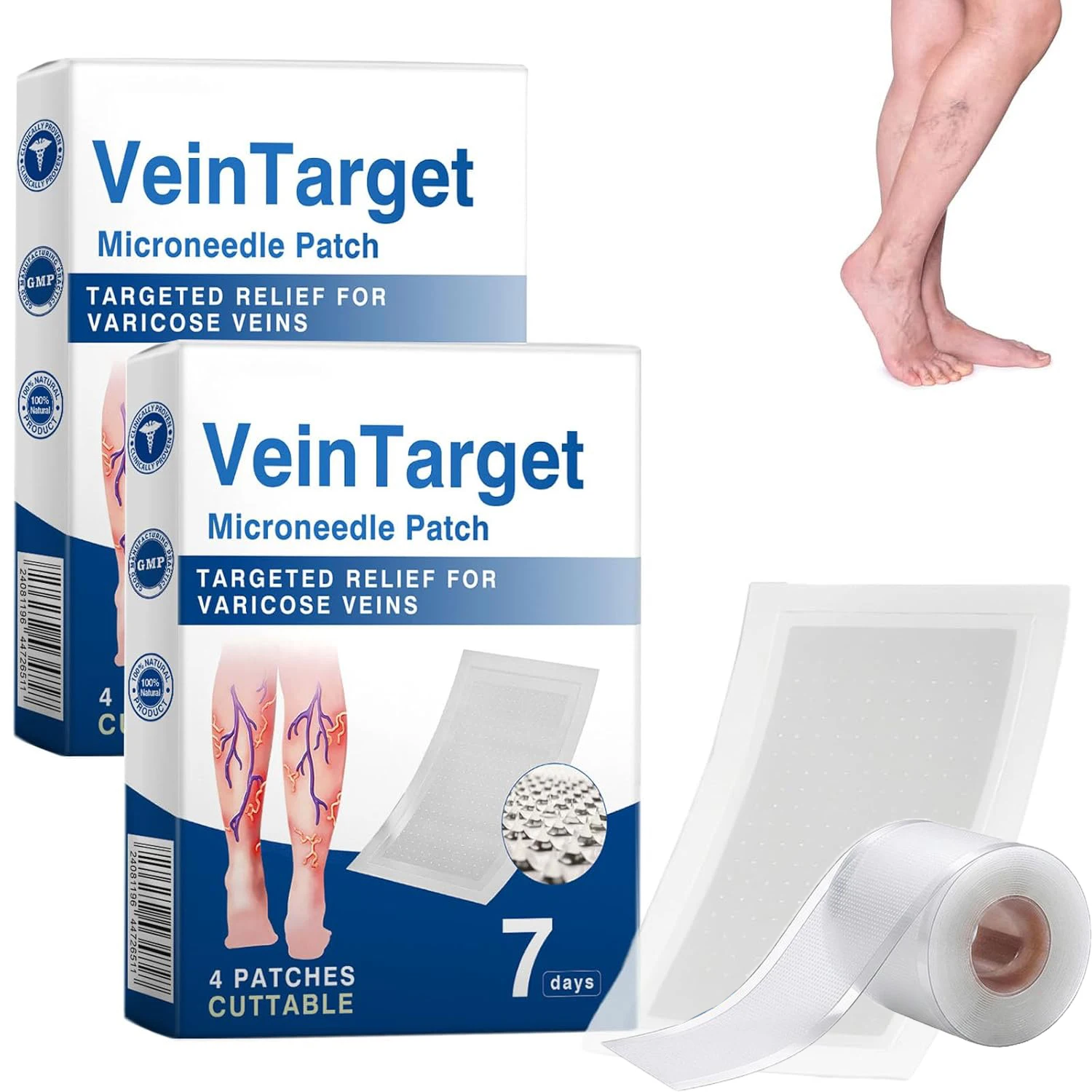 Parche Natural Ease para la Circulación Sanguínea, Tratamiento Profesional para Várices en las Piernas, Ingredientes del Parche para el Tratamiento de las Piernas