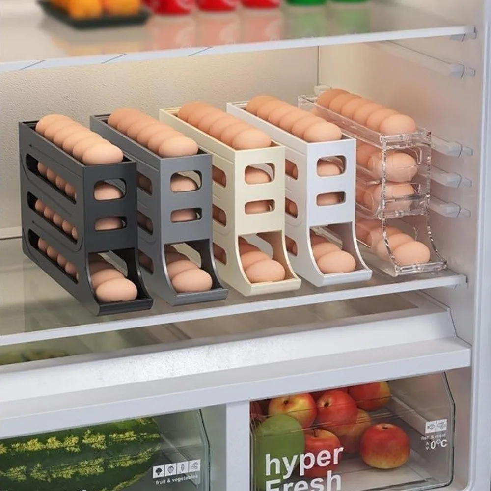 New Plastic Egg Storage Box 4 Layer Space Saving Refrigerator Egg Holder Stackable Large Capacity Kitchen Egg Container Home Use