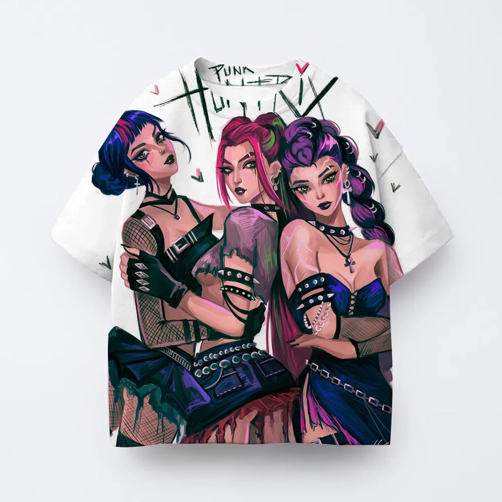 

2025 Summer Girl Clothes Kpop Devil Hunter Cartoon T-shirt Fun Gift for Fans Harajuku Cool Children's T-shirt Summer Top