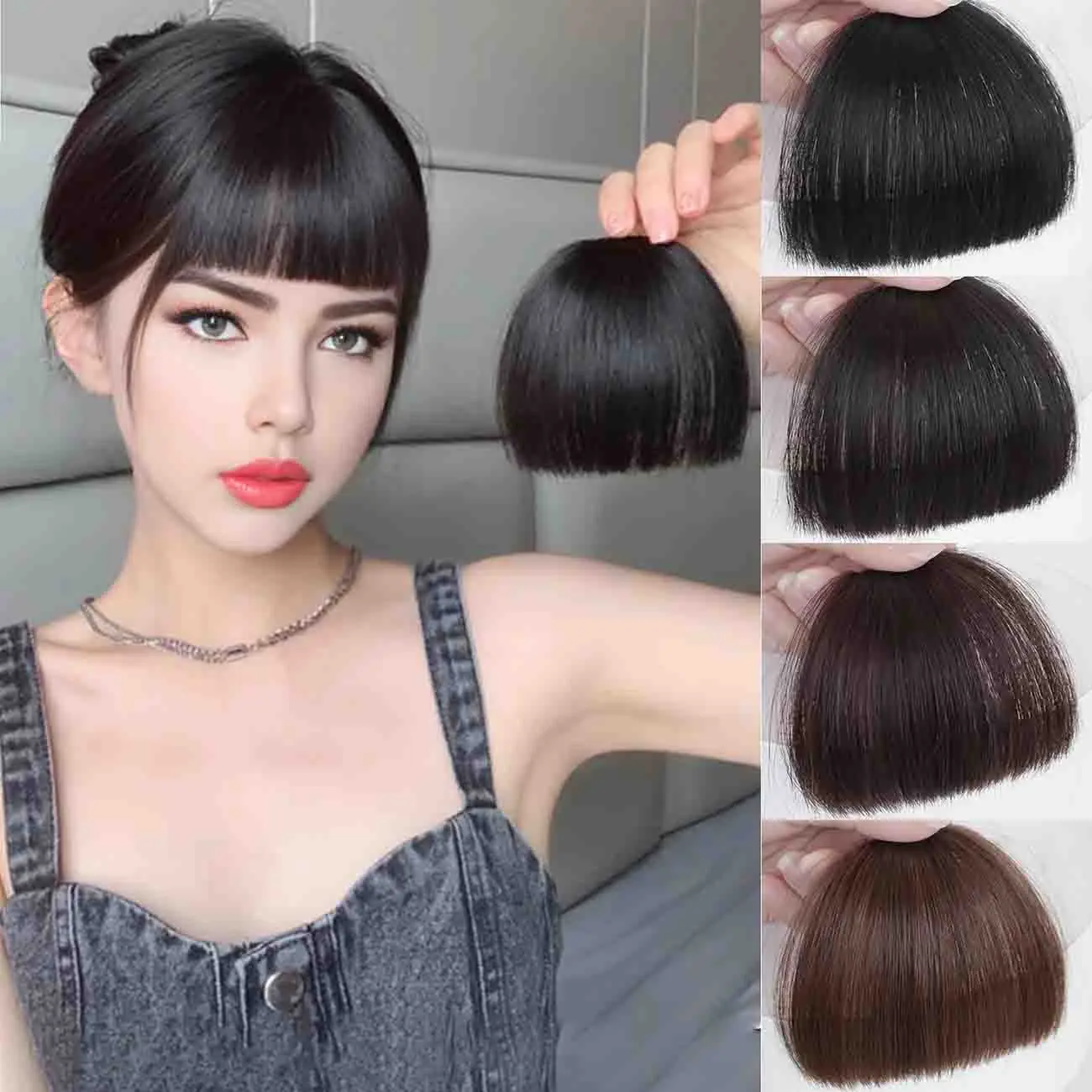 قطعة شعر بمشبك للنساء 100% شعر بشري مستقيم للارتداء اليومي متوفرة باللون الأسود والبني المزيد من الألوان