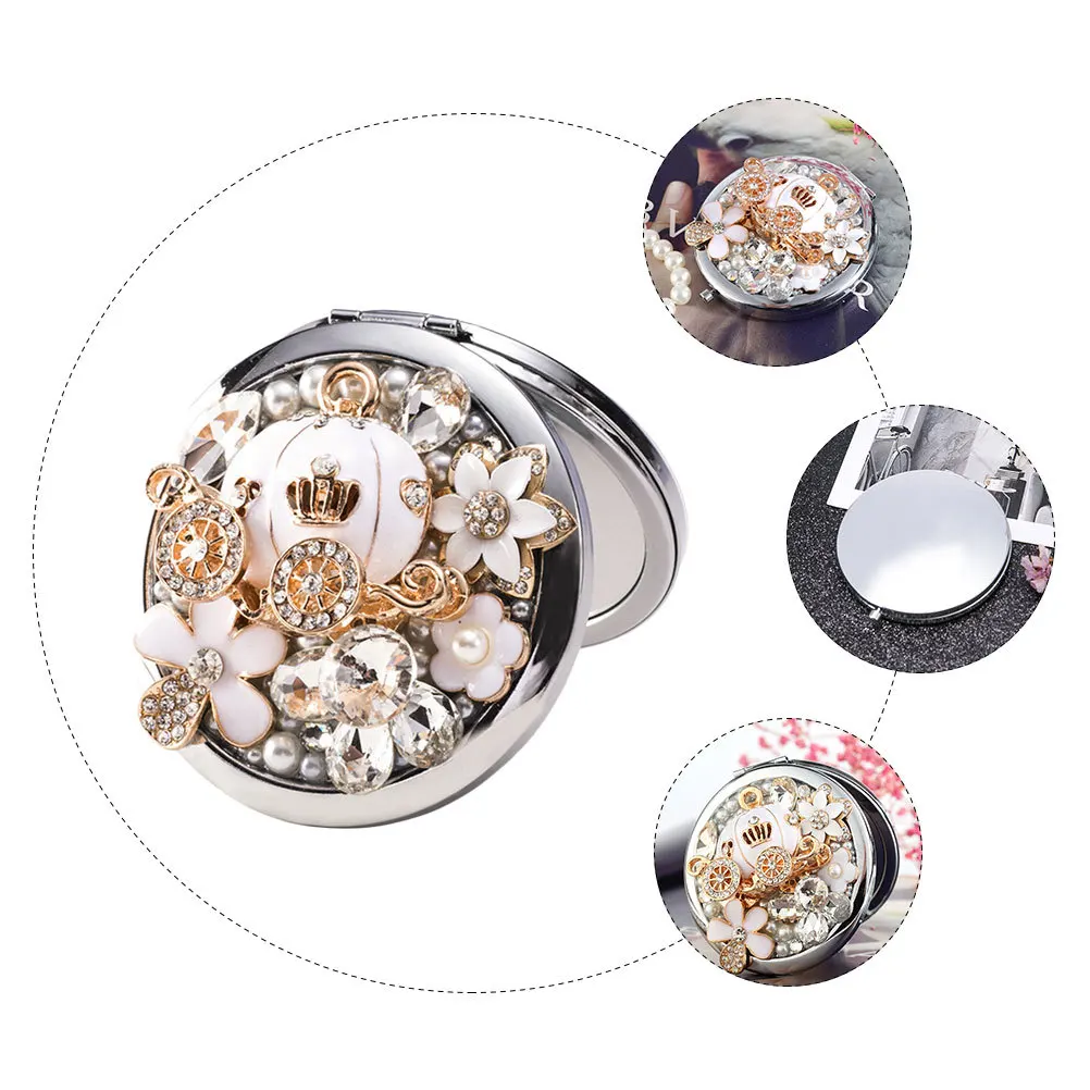 กระจกแต่งหน้าโลหะทรงกลม 1 ชิ้น พกพาสะดวก พับได้ กระจกสองด้าน ใช้สำหรับเดินทาง ใส่กระเป๋าได้ ของขวัญสำหรับผู้หญิง