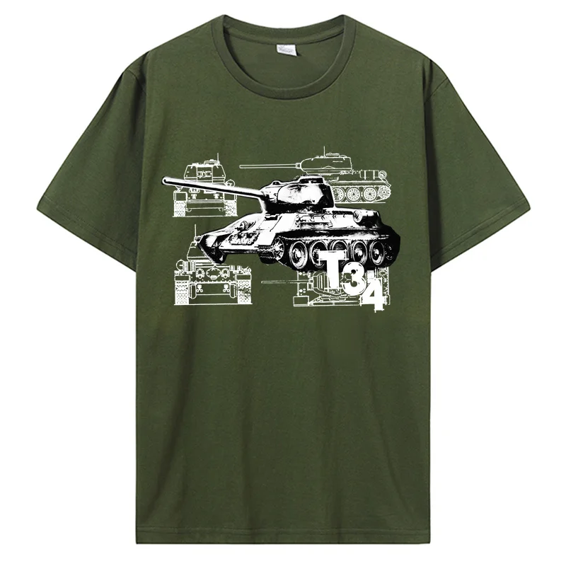 Soviet Army Weapon Equipment T34 Tank T-Shirt Cotton O-Neck Short Sleeve Men's T Shirt Oversized Streetwear Tees