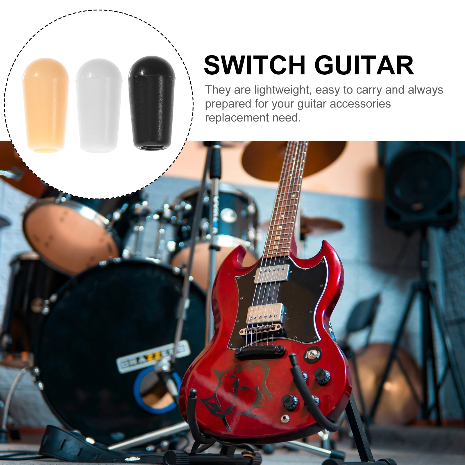 

9pcs Guitar Toggle Tip Knob Electric Replacement Guitar Accessories Durable Compact Lightweight Easy Install Sturdy Reliable