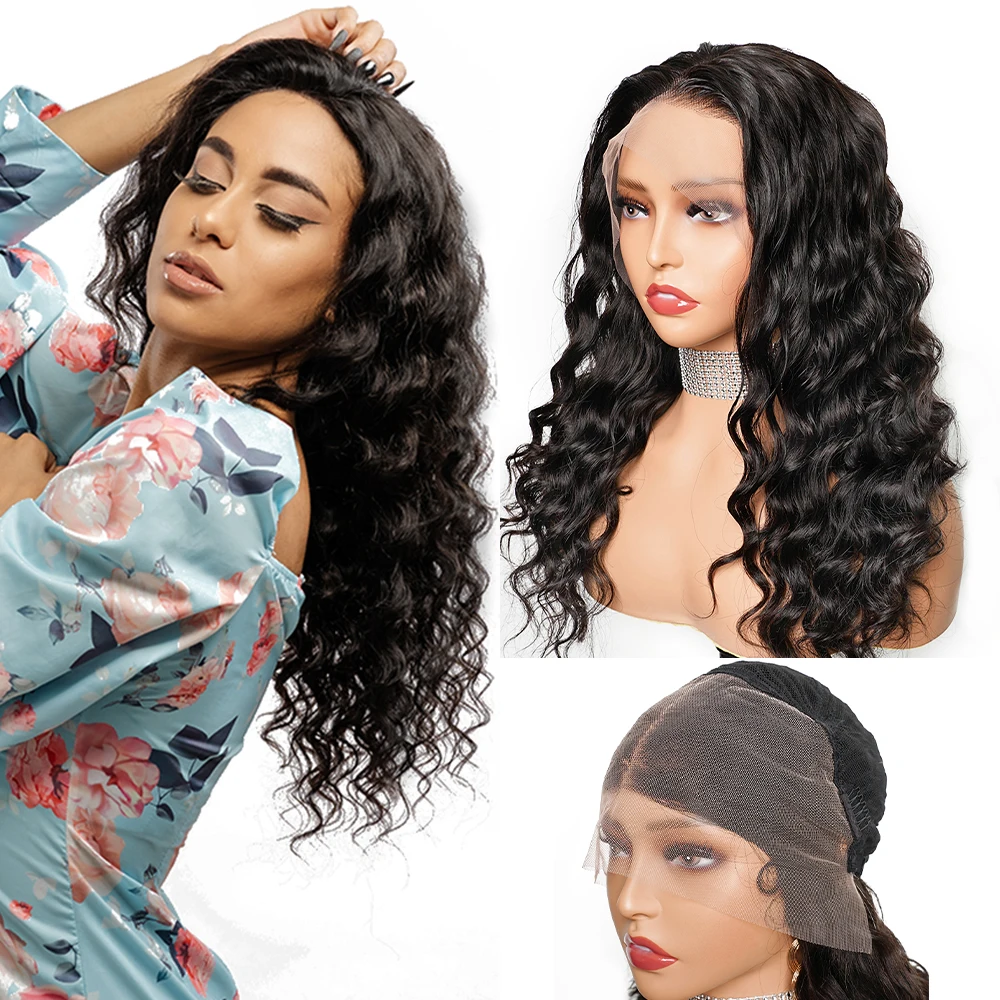 

13*4 Lace Frontal Wigs Loose Deep Wave Remy Indian Human Hair Wig 4*4 Lace Closure Wigs Natural Color 150% Density Front Lace