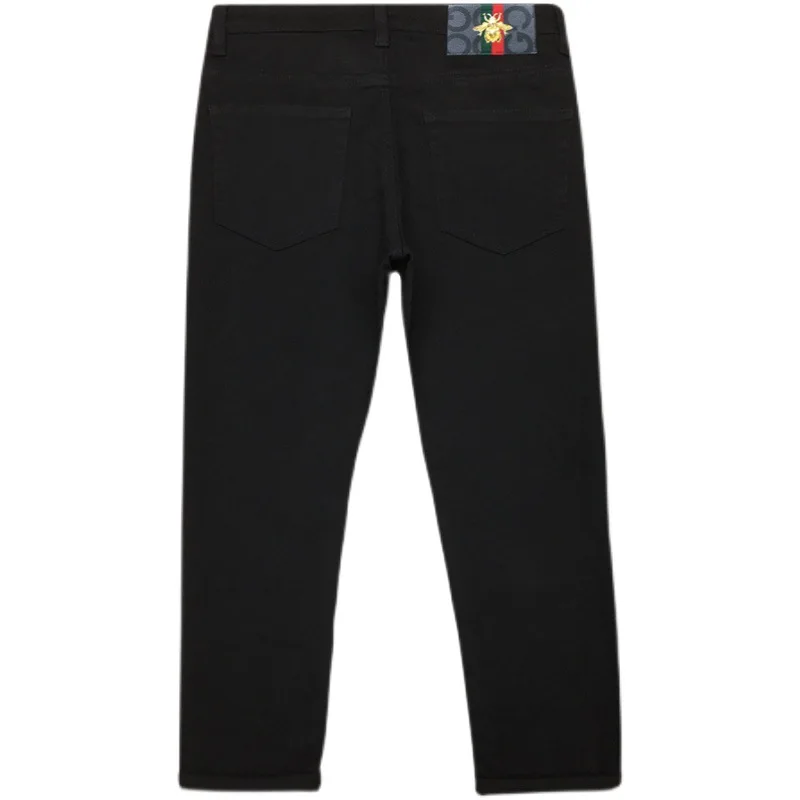 High-End Pure Black Straight Jeans Men's Spring and Autumn Fashion All-Matching Business Classic Stretch Casual Trousers