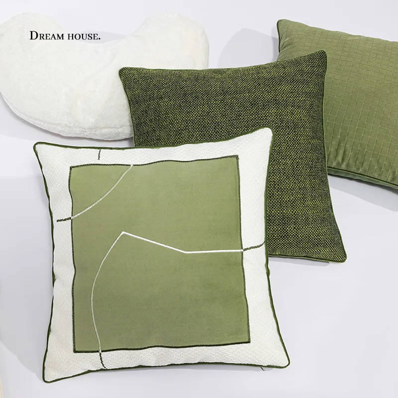 

Light Luxury Grass Green Home Sofa Soft Decoration Throw Pillow Homestay Designer Headrest Cushion Cover