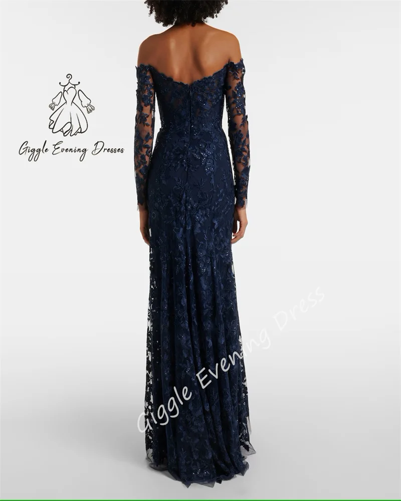 Giggle Luxury Lace Applique Sequined Off The Shoulder Formal 2025 Saudi Sheah No Train Customized Evening Dress
