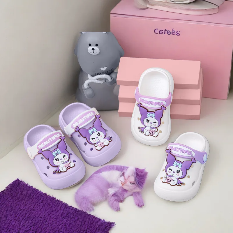 Kawaii Sanrio Children Summer Slippers Anime Cartoon Kuromi Cinnamoroll Kid Indoor Slippers Home Non-Slip Flip-Flops Girl Gift