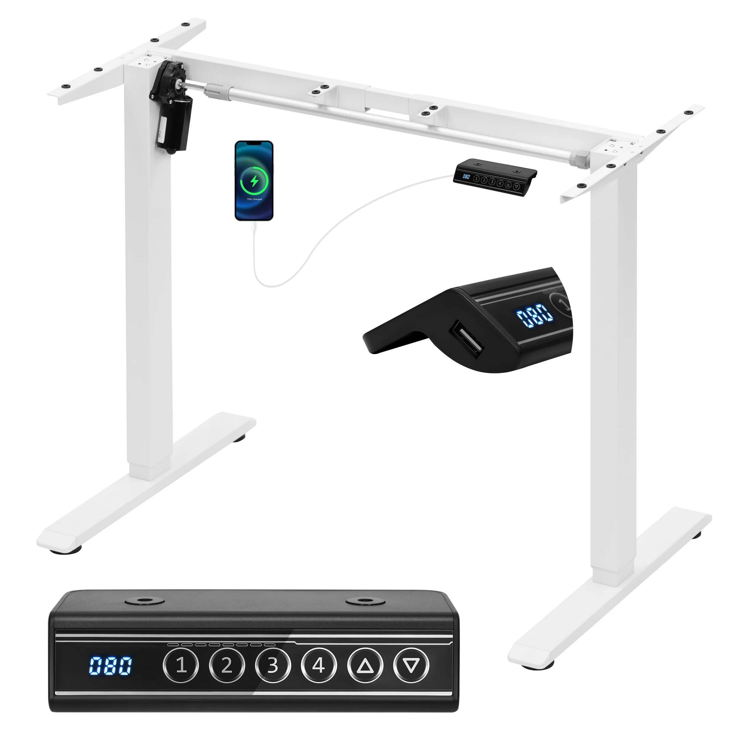 إطار مكتب رفع كهربائي قابل للتعديل بارتفاع WOLTU مع منفذ شحن USB للتحكم في الذاكرة للمكتب المنزلي #3