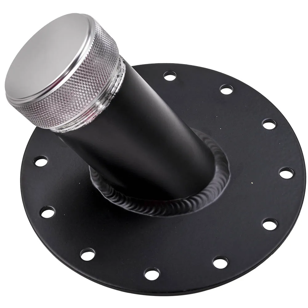 

Aluminum 45 Degree 12 Bolt Flange Billet Fuel Cell Fast Fill Filler Neck Black