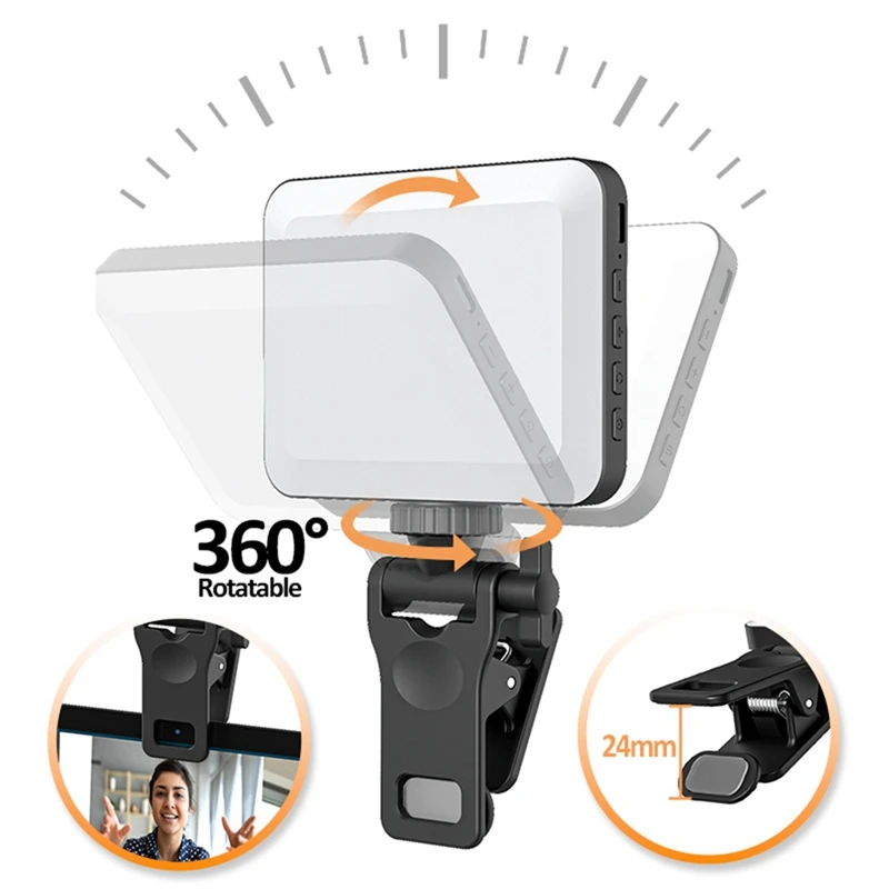 Ring Light Selfie Light With Front & Back Phone Clip 80Led 2000Mah Rechargeable Portable Clip On Light For Tablet/Laptop Durable