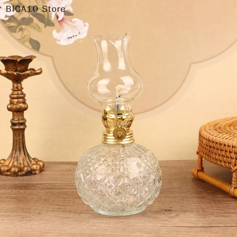 

Retro Style Glass Oil Lamp Vintage Kerosene Lamp Antique Oil Lamps For Indoor Use Lamplight Tabletop Emergency Lighting Tool