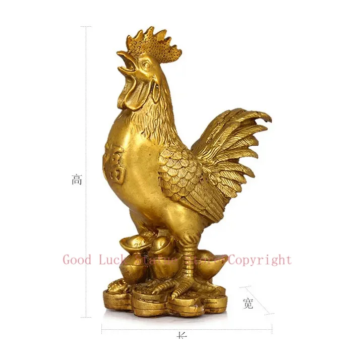 

25CM LARGE # Good luck Talisman # office home shop Money Drawing Lucky Protection Cock rooster Brass statue