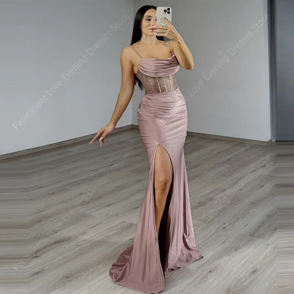 

2025 Elegant Sexy Women Evening Dresses Sweetheart Collar Side Slit Prom Gowns Mopping Length Ball Vestido Para Mujer Customized