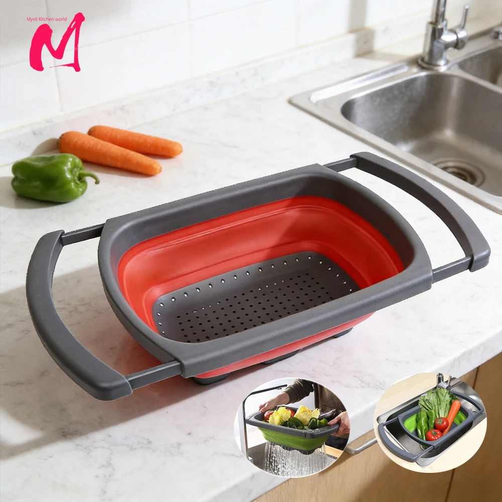 Coladores plegables, colador de cocina, escurridor, cestas plegables, cesta de drenaje plegable para frutas y verduras, herramientas de cocina