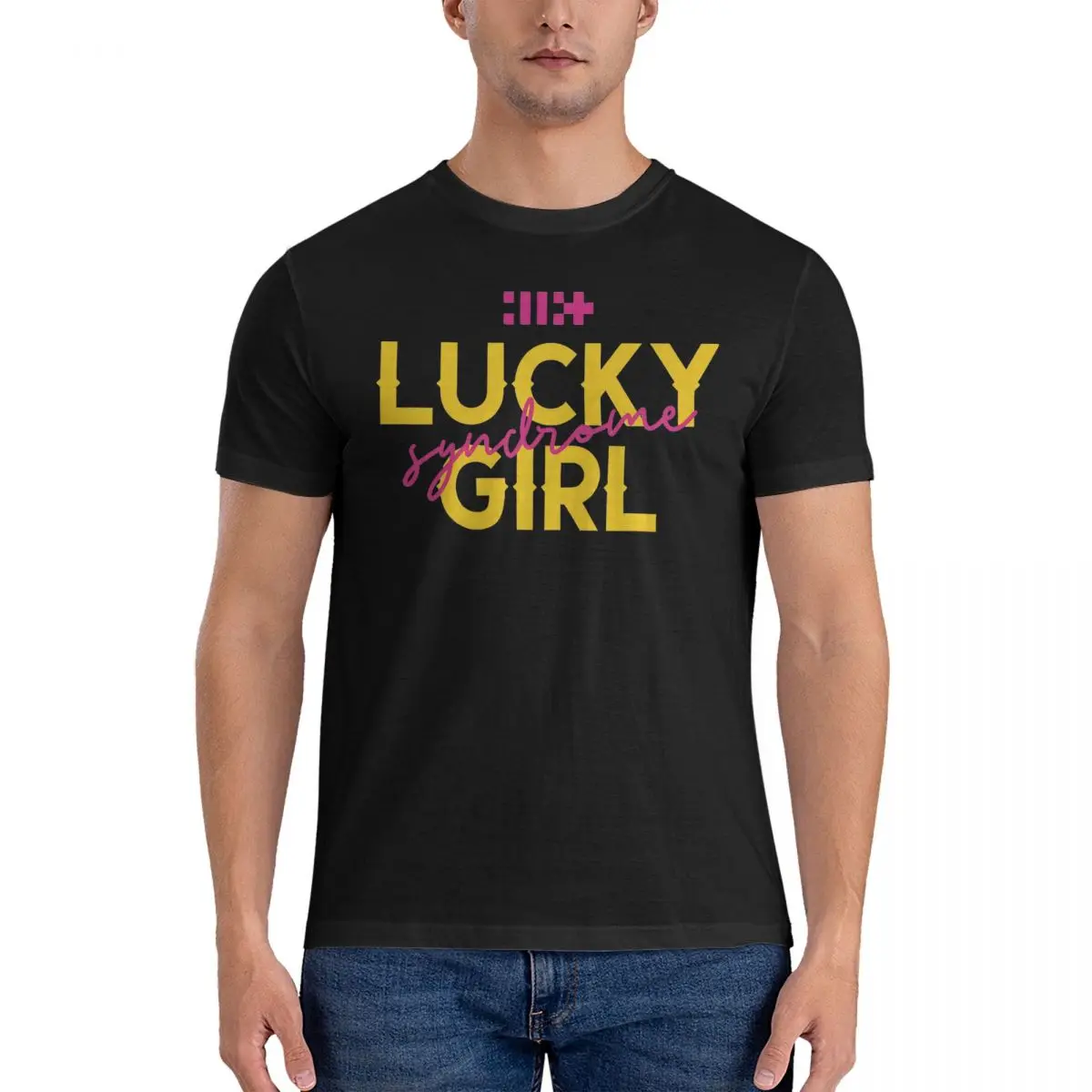 Novelty Lucky Girl Merch For Fans T-Shirts Men Round Collar Pure Cotton T Shirts ILLIT Kpop Short Sleeve Tees Original Tops