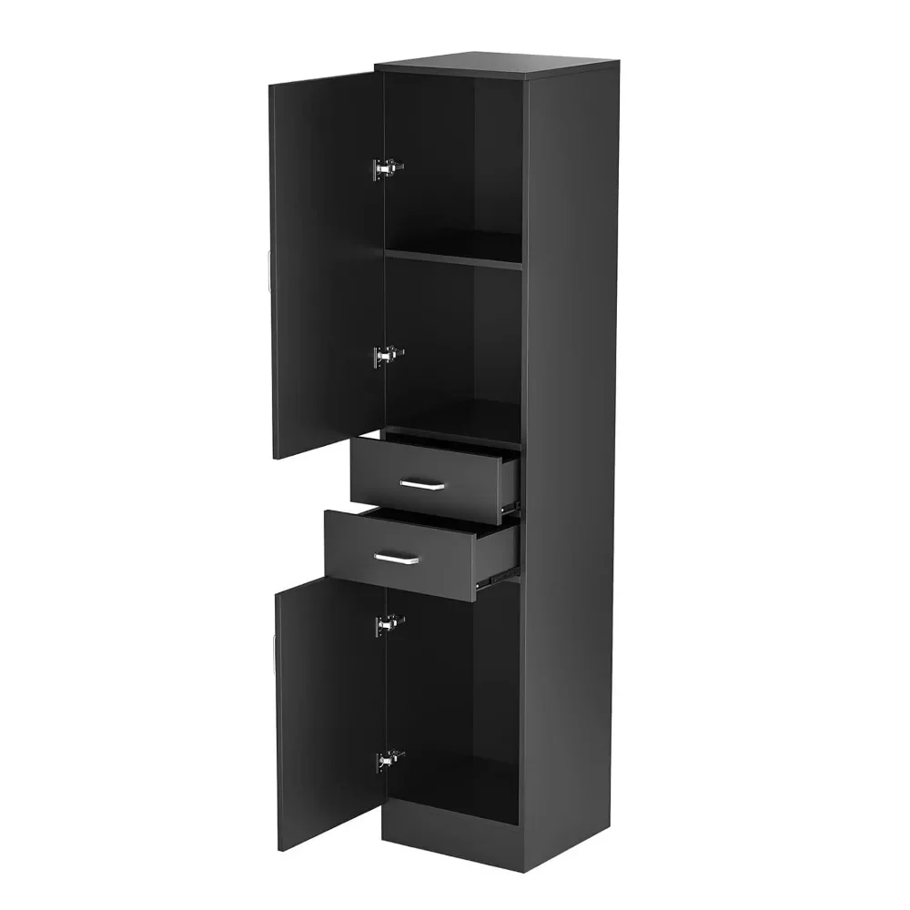 Barber Stations Wall Mount, Storage with 2 Tier Shelf, Hair Styling Storage Cabinet with 2 Drawers & 1 Storage Cabinet