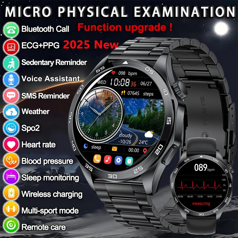 

2025 New AI Medical Diagnosis Blood Oxygen ECG Smart Watch Men Waterproof Watches Voice Bluetooth Call Health Smartwatch hombre