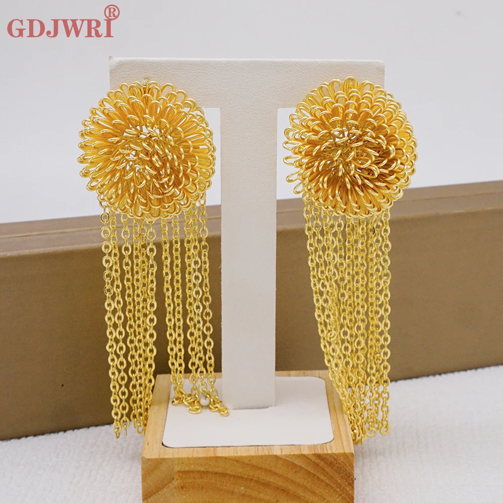 Bohemian Tassel Earrings Jewelry For Women Gold Color Italian Lady Large  Drop Earrings Dubai Ethiopian Moroccan Jewellry Gifts