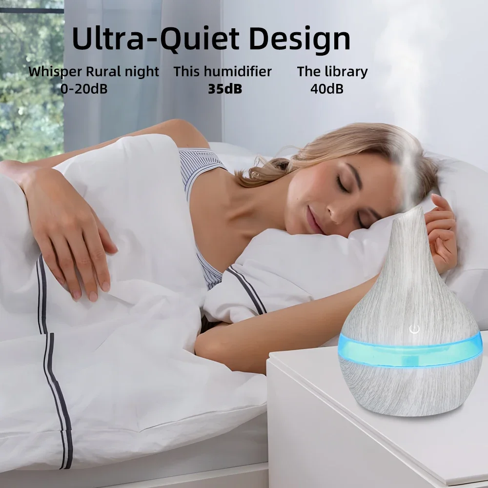 مرطب USB صغير مع الزيوت العطرية، موزع محمول 300 مل للسفر والمكتب وغرفة النوم والغرف الصغيرة رذاذ بارد وتشغيل هادئ
