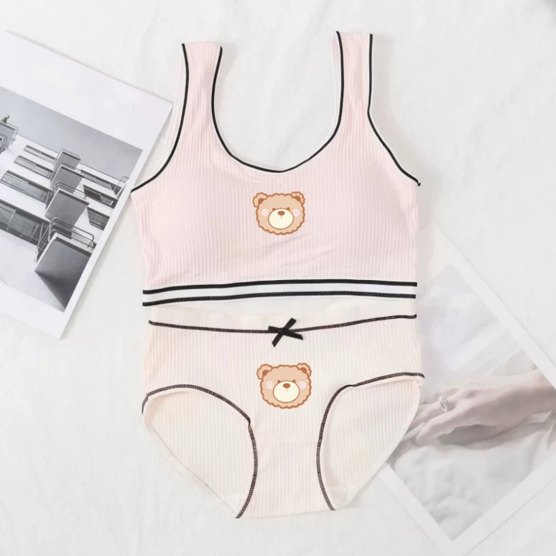 

Underwear and Underpants Set Girls' Cartoon Sweet Cute Underwear Set Children's Developmental Period Cotton Vest Soft Girl Bra