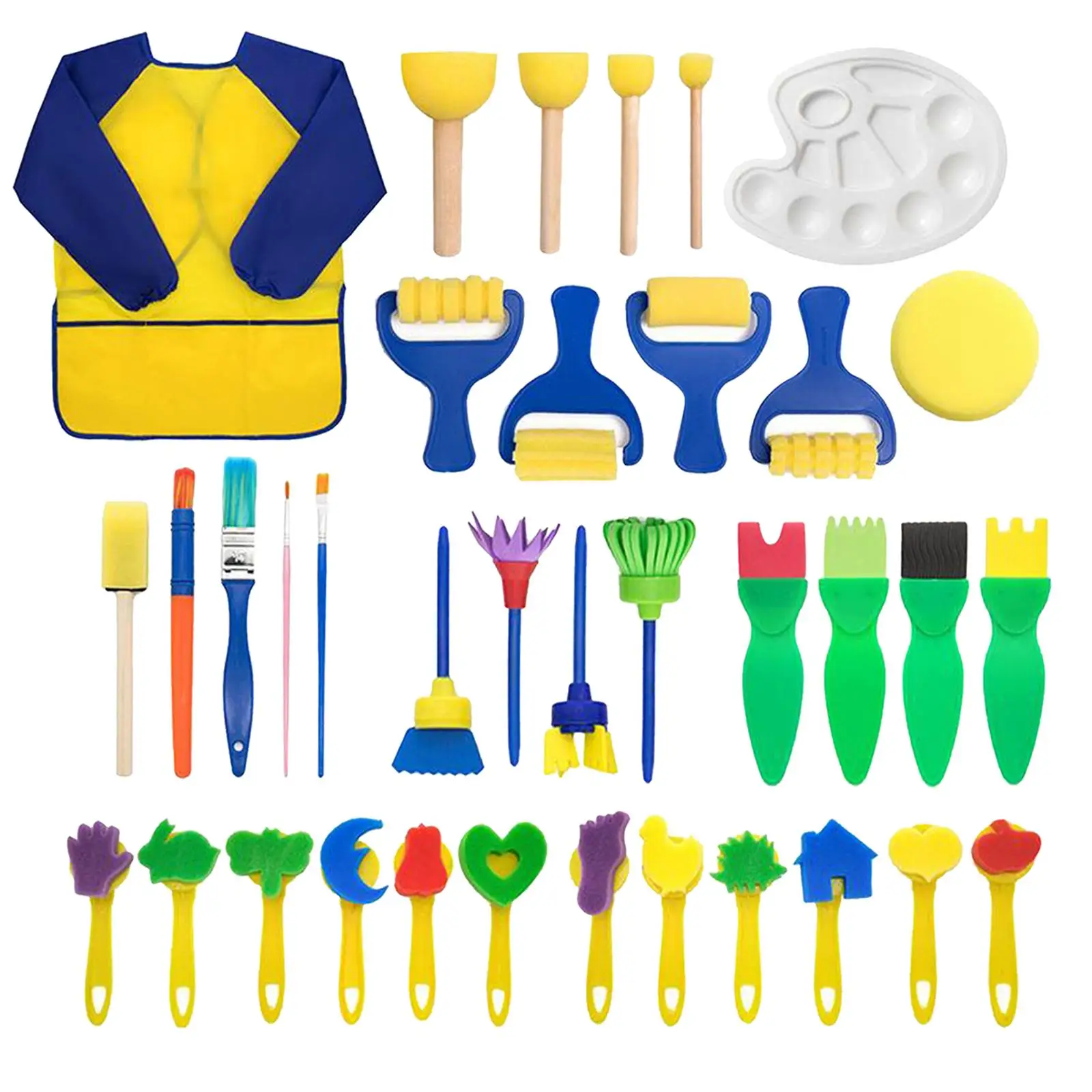 36pcs Kids Paint Brushes Sponge Painting Brush Set for Children Crafts