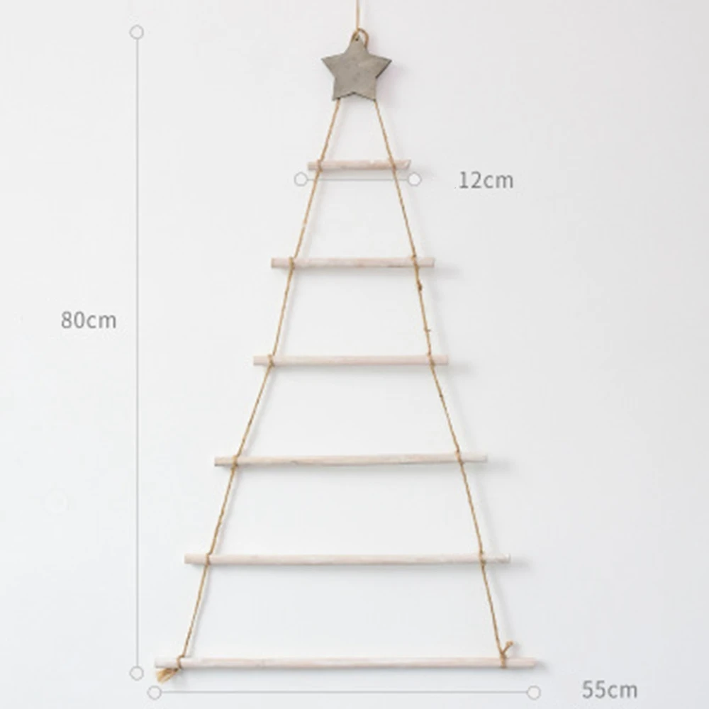 DIY Wooden Christmas Tree Wooden Wall Hanging Christmas Tree New Year Decoration for Home Ornaments White