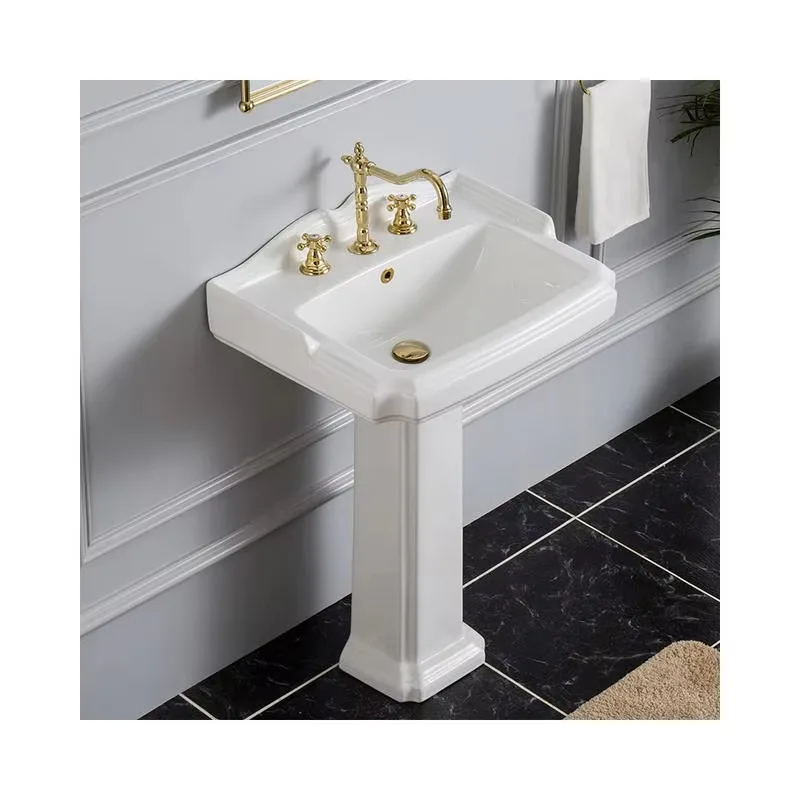 Victorian ceramic column type sink single hole faucet floor-to-ceiling bathroom washbasin antique design
