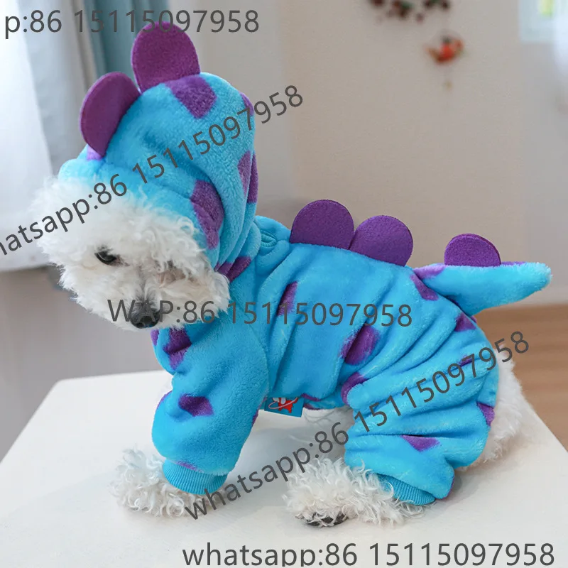 Super soft wool pet clothing for dogs, autumn and winter plush warm dinosaur unicorn role-playing cat clothing