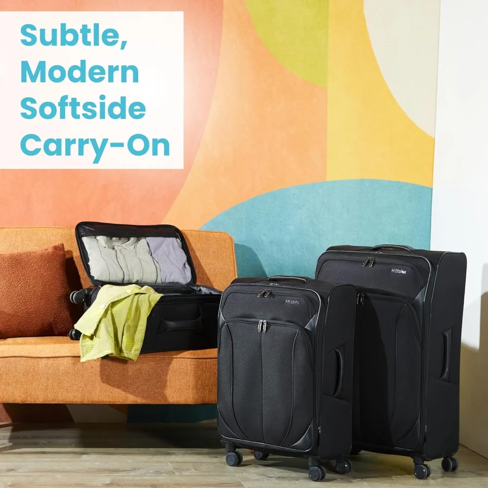 Koper Spinner Softside yang Dapat Diperluas 24 Inci Warna Ungu Anggrek dengan Roda untuk Mobilitas yang Nyaman