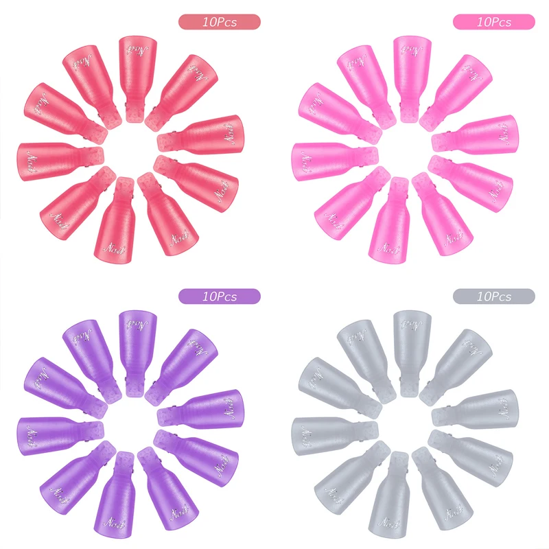 Clips dissolvant de vernis Gel UV, 10 pièces, en acrylique coloré, pour Nail Art, capuchon à tremper, nettoyage des ongles, manucure, outils pour enlever les doigts