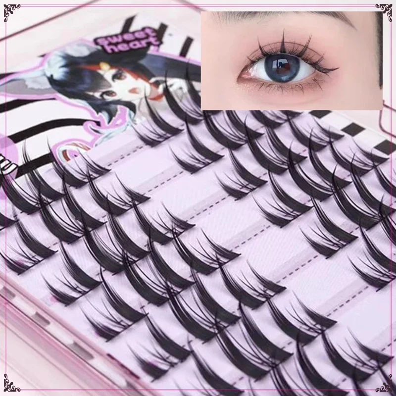 12줄 리틀 데빌 인조 속눈썹 대용량 자연스럽고 두꺼운 만화풍 가짜 속눈썹 연장 DIY 한국 아이돌 아이 메이크업