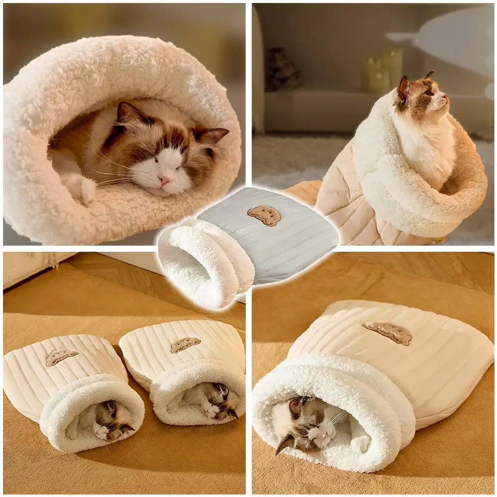 Sleeping Bag Soft Cuddly Fluffy Feel Thickened Pet Comfortable Kitten Puppy Pet Supplies Bed Nest Type Pocket Quilt Sof T9w9