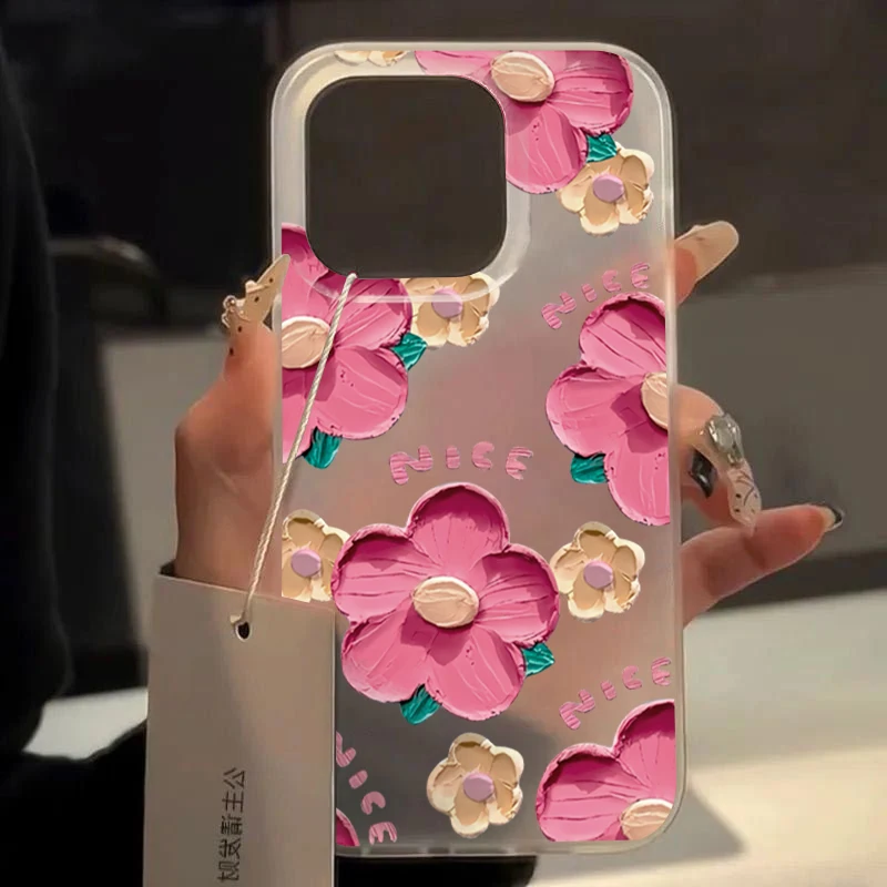 Oil Painting Flower Soft TPU Case for iPhone 16, 14, 13, 12, 11, 15 Pro Max, Mini, 7, 8 Plus, X, XS, XR, SE2 product photo