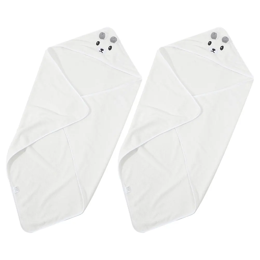 

2pcs Bath Towel for Kids Super Absorbent Coral Fleece Cartoon Drying Cape Newborn Toddler Beach Pool Use Soft