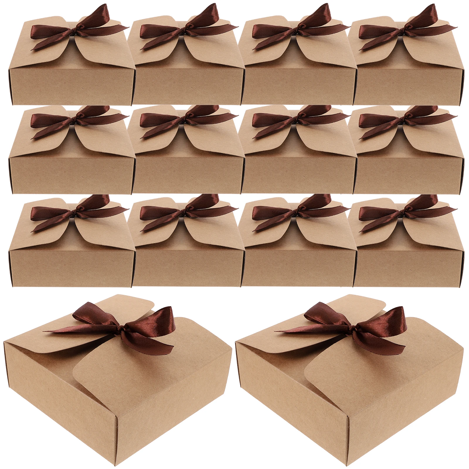 

20 шт., подарочные коробки из крафт-бумаги 14x14x5, подарочные коробки для упаковки, квадратный контейнер для свадебной вечеринки, свадьбы, дня рождения