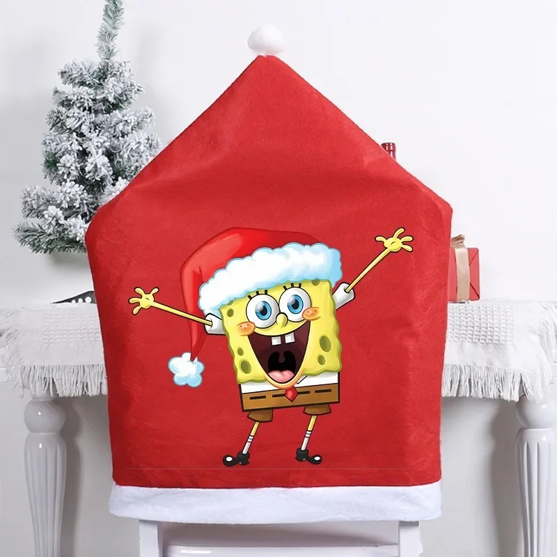 SpongeBob SquarePants Christmas Chair Covers Patrick Star Xmas Chairs Cloth Covers Dining Room Kitchen Wedding Party Decoration