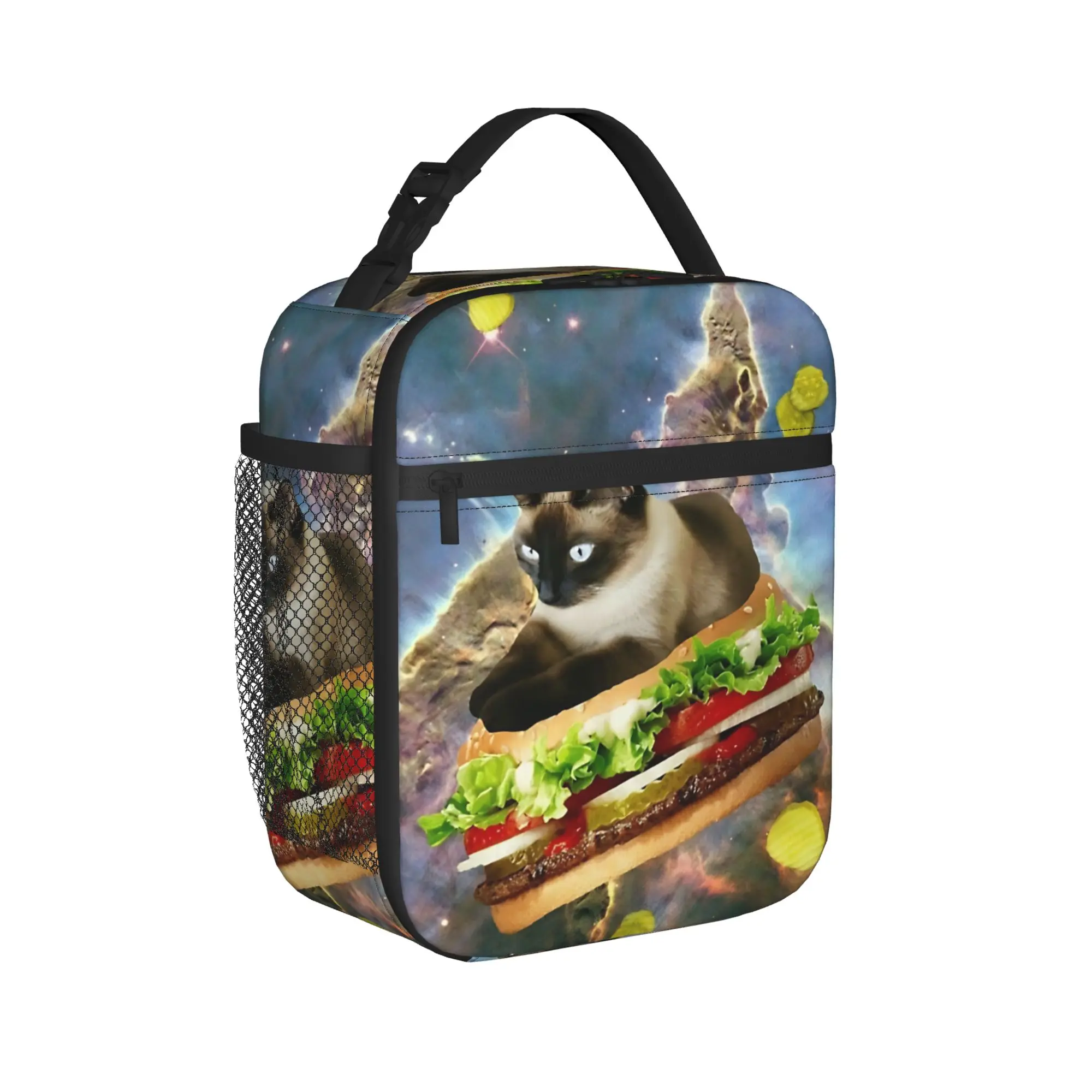 whopper cat  Insulated Lunch Bag Leakproof Hamburger Space Cat Lunch Container Thermal Bag Lunch Box Tote School  Food Bag