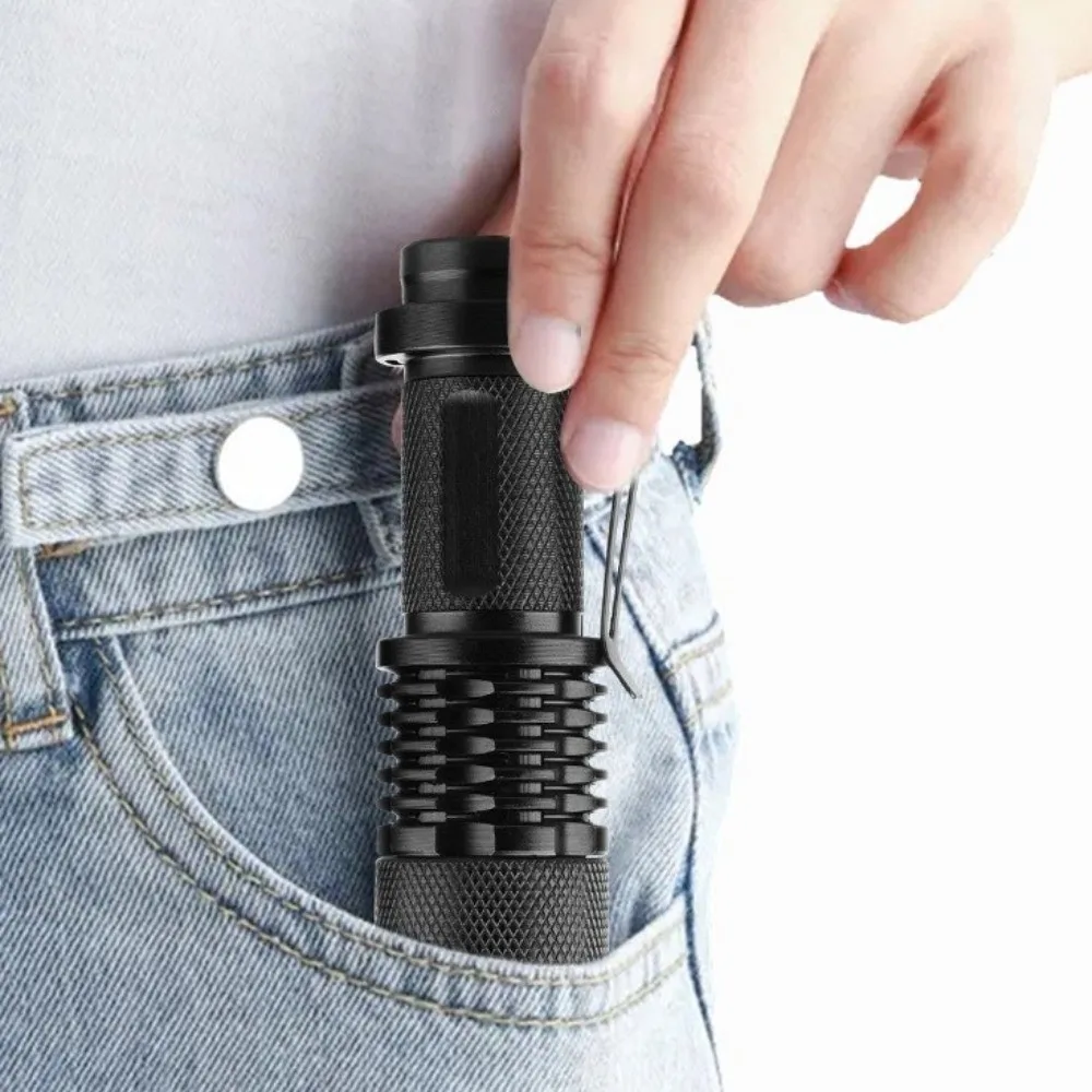 Aluminum Alloy LED Zoom Flashlight Metal Pocket Clip Super Bright High Lumen Outdoor Torch Waterproof 3 Modes Handheld Torch