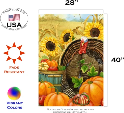 102506 Hello Turkey Thanksgiving Garden Flag 28X40 Inch Double Sided for Outdoor