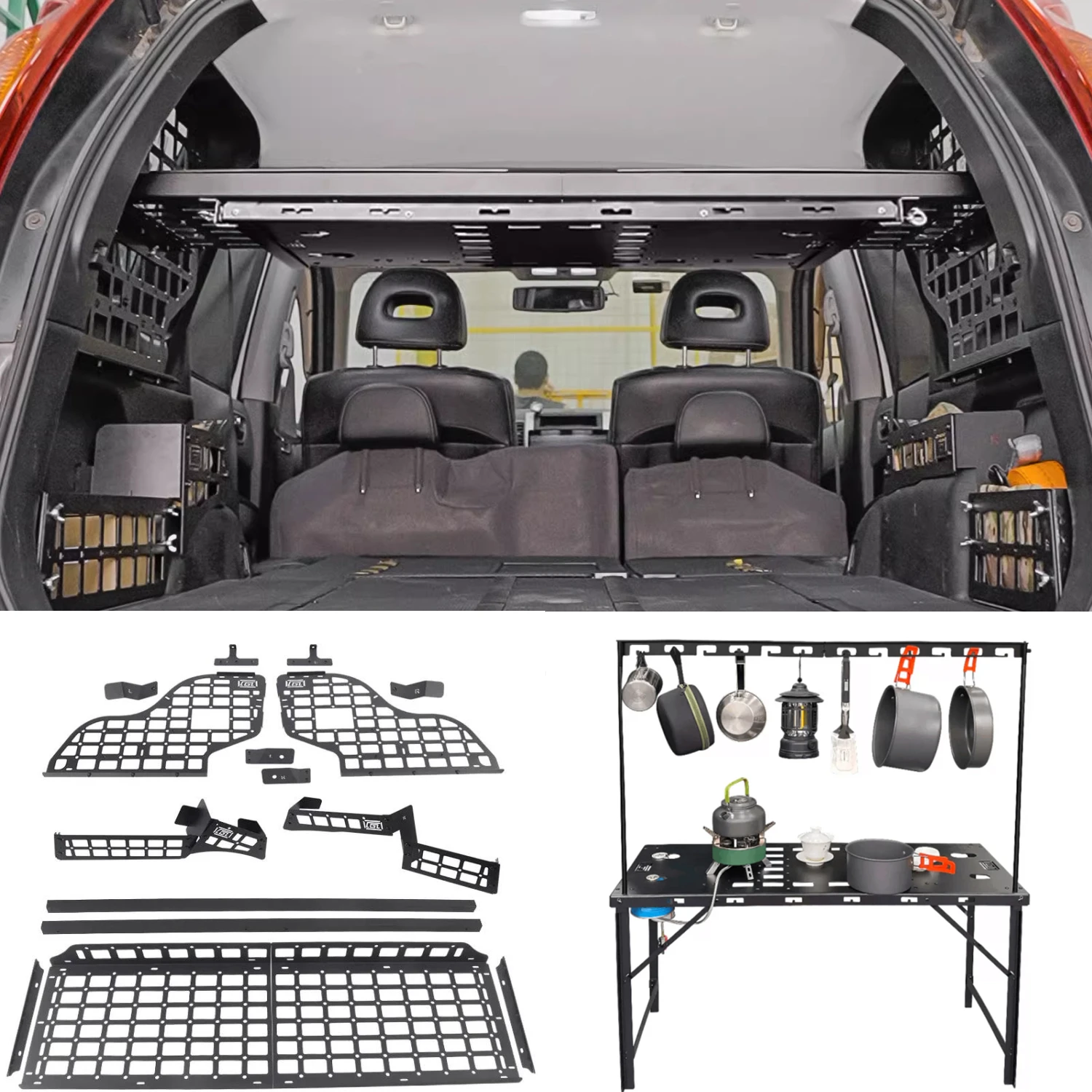 

Rear Trunk Shelf Storage Frame Cargo Organizers Debris Racks CGZ Molle Panels for Nissan X-Trail T31 2008-2013